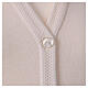White nun cardigan In Primis, V-neck and pockets, plain fabric, 50% merino wool 50% acrylic s2