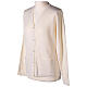 White nun cardigan In Primis, V-neck and pockets, plain fabric, 50% merino wool 50% acrylic s9