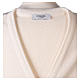 Cardigan suora bianco collo V tasche maglia unita 50% acrilico 50% lana merino  In Primis s13