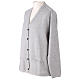 Pearl grey nun cardigan In Primis, V-neck and pockets, plain fabric, 50% merino wool 50% acrylic s2