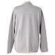 Pearl grey nun cardigan In Primis, V-neck and pockets, plain fabric, 50% merino wool 50% acrylic s3