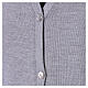 Pearl grey nun cardigan In Primis, V-neck and pockets, plain fabric, 50% merino wool 50% acrylic s2
