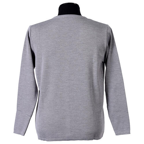 Grey V-neck nun cardigan with pockets 50% acrylic 50% merino wool In Primis 5