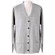Grey V-neck nun cardigan with pockets 50% acrylic 50% merino wool In Primis s1