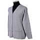 Grey V-neck nun cardigan with pockets 50% acrylic 50% merino wool In Primis s3