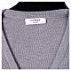 Grey V-neck nun cardigan with pockets 50% acrylic 50% merino wool In Primis s4
