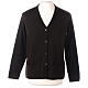 Brown nun cardigan In Primis, V-neck and pockets, plain fabric, 50% merino wool 50% acrylic s1