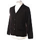 Brown nun cardigan In Primis, V-neck and pockets, plain fabric, 50% merino wool 50% acrylic s3