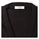 Brown V-neck nun cardigan with pockets 50% acrylic 50% merino wool In Primis s5