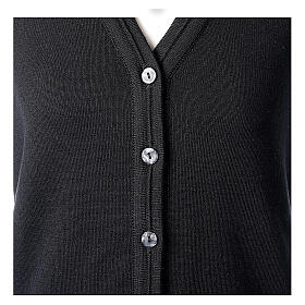 Short black nun cardigan In Primis, sleeveless, V-neck, 50% merino wool 50% acrylic