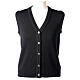 Short black nun cardigan In Primis, sleeveless, V-neck, 50% merino wool 50% acrylic s1