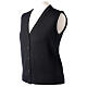 Black short V-neck vest 50% acrylic 50% merino wool for nuns In Primis s3