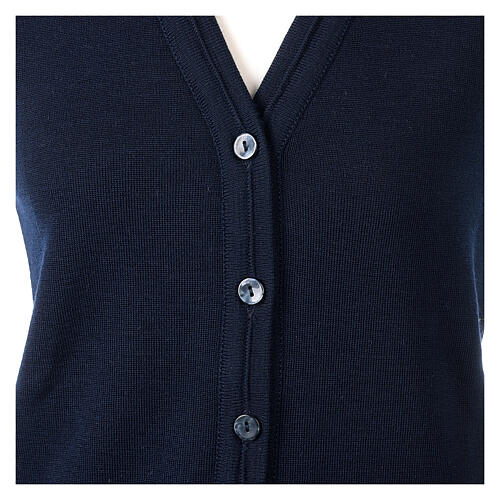 Short blue nun cardigan In Primis, sleeveless, V-neck, 50% merino wool 50% acrylic 2