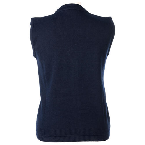 Short blue nun cardigan In Primis, sleeveless, V-neck, 50% merino wool 50% acrylic 4