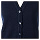 Short blue nun cardigan In Primis, sleeveless, V-neck, 50% merino wool 50% acrylic s2
