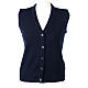 Short blue nun cardigan In Primis, sleeveless, V-neck, 50% merino wool 50% acrylic s1