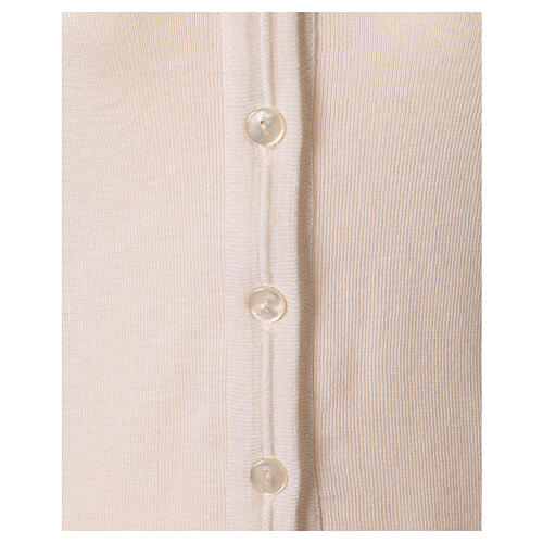 Short white nun cardigan In Primis, sleeveless, V-neck, 50% merino wool 50% acrylic 4