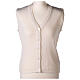 Short white nun cardigan In Primis, sleeveless, V-neck, 50% merino wool 50% acrylic s1