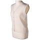 Short white nun cardigan In Primis, sleeveless, V-neck, 50% merino wool 50% acrylic s3