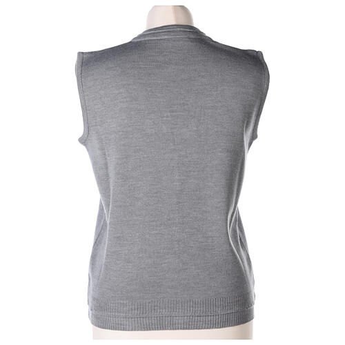 Short pearl grey nun cardigan In Primis, sleeveless, V-neck, 50% merino wool 50% acrylic 5