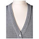 Short pearl grey nun cardigan In Primis, sleeveless, V-neck, 50% merino wool 50% acrylic s2