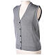 Short pearl grey nun cardigan In Primis, sleeveless, V-neck, 50% merino wool 50% acrylic s4