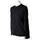 Crew neck black nun cardigan with pockets plain fabric 50% acrylic 50% merino wool In Primis s3
