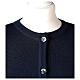 Casaco de malha azul tricô plano gola coreana para freira com bolsos, 50% acrílico e 50% lã de merino, linha "In Primis" s2