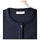 Casaco de malha azul tricô plano gola coreana para freira com bolsos, 50% acrílico e 50% lã de merino, linha "In Primis" s7