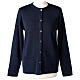 Crew neck blue nun cardigan with pockets plain fabric 50% acrylic 50% merino wool In Primis s1