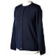 Crew neck blue nun cardigan with pockets plain fabric 50% acrylic 50% merino wool In Primis s3