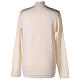Crew neck white nun cardigan with pockets plain fabric 50% acrylic 50% merino wool In Primis s6