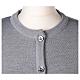Pearl grey crew-neck cardigan In Primis for nuns, pockets, plain fabric, 50% merino wool 50% acrylic s2