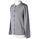 Pearl grey crew-neck cardigan In Primis for nuns, pockets, plain fabric, 50% merino wool 50% acrylic s3
