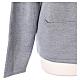 Pearl grey crew-neck cardigan In Primis for nuns, pockets, plain fabric, 50% merino wool 50% acrylic s5