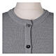 Pearl grey crew-neck cardigan In Primis for nuns, pockets, plain fabric, 50% merino wool 50% acrylic s10