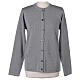 Crew neck grey nun cardigan with pockets plain fabric 50% acrylic 50% merino wool In Primis s9