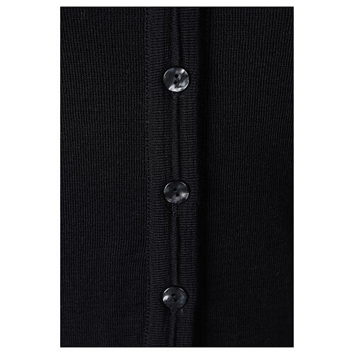 kurzer Damen-Cardigan, schwarz, mit V-Ausschnitt, 50% Acryl - 50% Merinowolle, In Primis 4