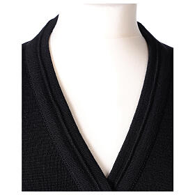 Short black cardigan 50% merino wool 50% acrylic for nun In Primis