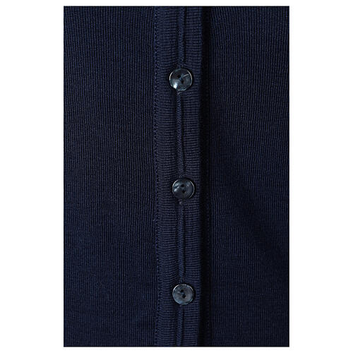 kurzer Damen-Cardigan, blau, mit V-Ausschnitt, 50% Acryl - 50% Merinowolle, In Primis 4