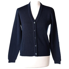 Short blue jacket In Primis, plain fabric, 50% merino wool 50% acrylic