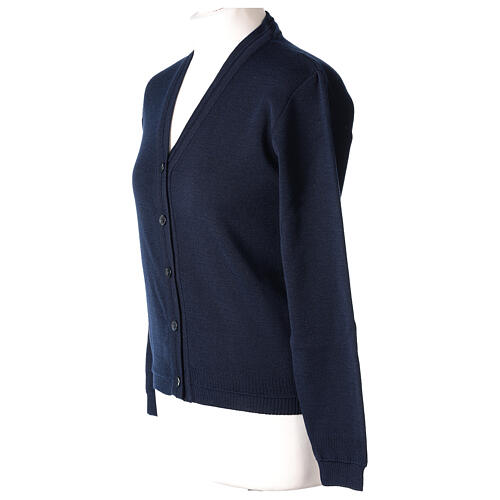 Short blue jacket In Primis, plain fabric, 50% merino wool 50% acrylic 3