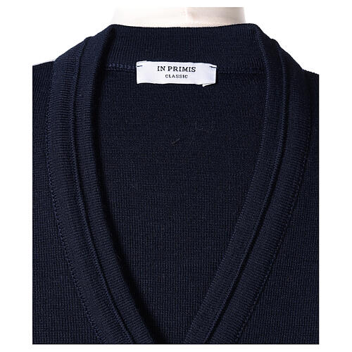 Short blue jacket In Primis, plain fabric, 50% merino wool 50% acrylic 6