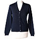 Short blue cardigan 50% merino wool 50% acrylic for nun In Primis s1
