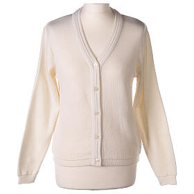 Short white jacket In Primis, plain fabric, 50% merino wool 50% acrylic
