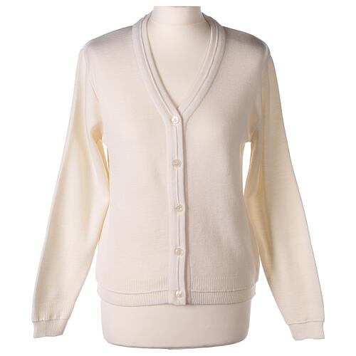 Short white jacket In Primis, plain fabric, 50% merino wool 50% acrylic 1