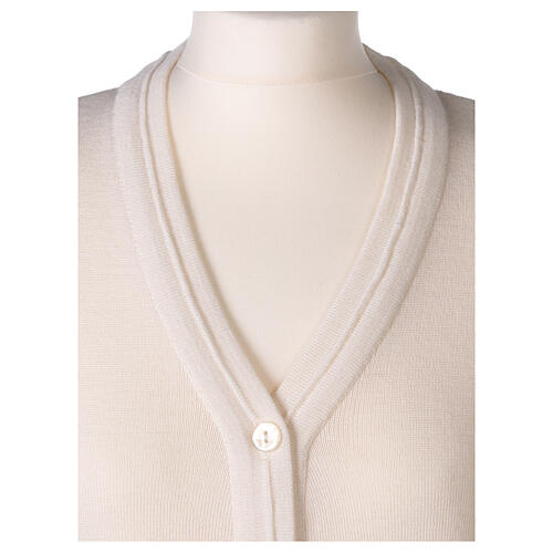 Short white jacket In Primis, plain fabric, 50% merino wool 50% acrylic 2