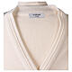Casaco de malha curto branco decote em V para freira, 50% acrílico e 50% lã de merino, linha "In Primis" s7