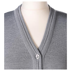 Short pearl grey jacket In Primis, plain fabric, 50% merino wool 50% acrylic