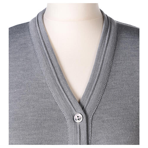 Short pearl grey jacket In Primis, plain fabric, 50% merino wool 50% acrylic 2